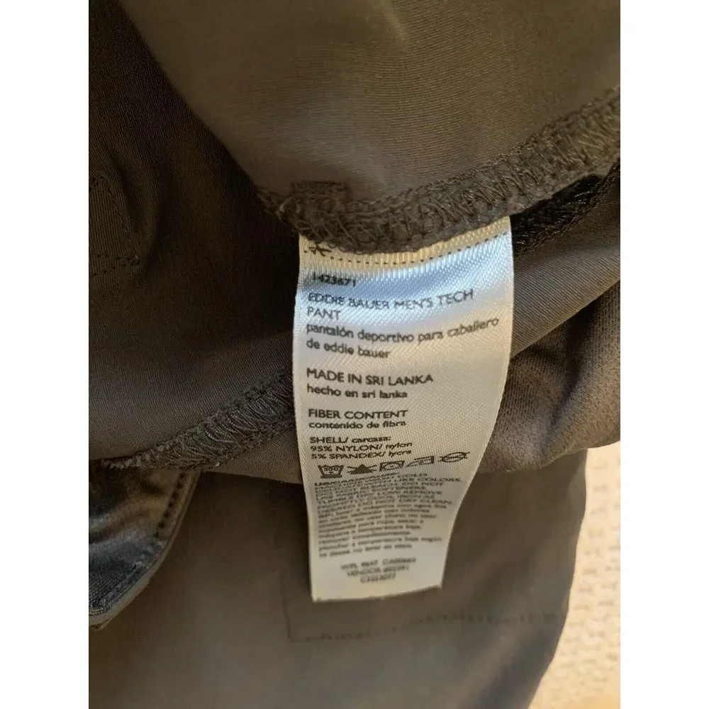 Eddie Bauer Tech Pants Mens 40x30 Grey‎ (actual 39X30) Stretch Hiking Outdoors